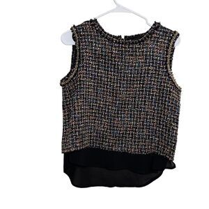 English Rose Blouse Women's Medium Metallic Layered Tank Top Career Shirt